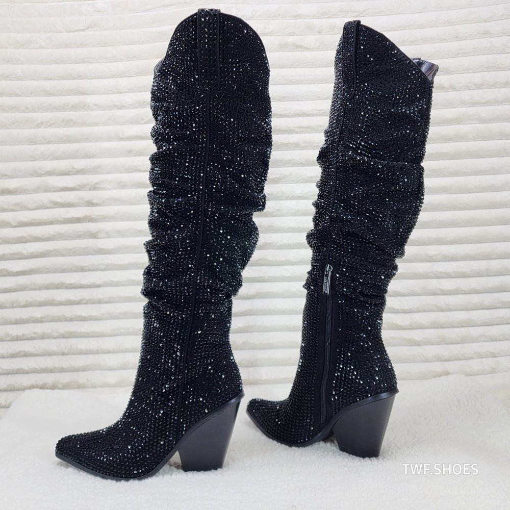 Cape Robbin Black Sparkle Heeled Boots
